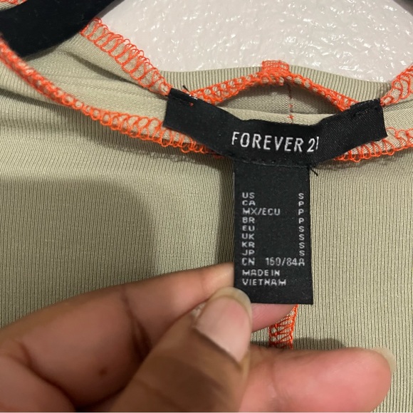 Forever 21 Green and Orange Stitch Seam Long Dress Size Small - Picture 6 of 6